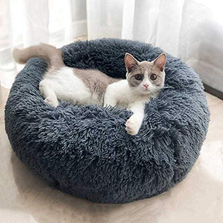 Cama redonda de felpa suave para perros pequeños BODISEINT