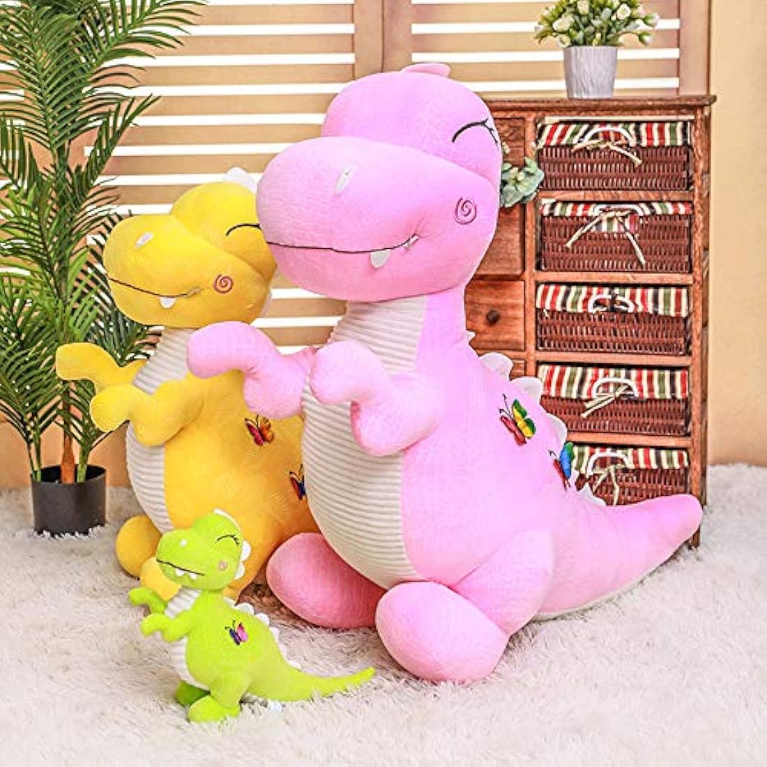 Almohada de peluche con dinosaurios rosados  11.0 in
