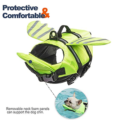 Chaleco salvavidas para perro Bulldog Francés, chaleco salvavidas con diseño de alas para mascotas, salvavidas de flotación para perros, traje de baño con asa para natación, piscina, playa, canotaje, para cachorros pequeños, medianos y grandes