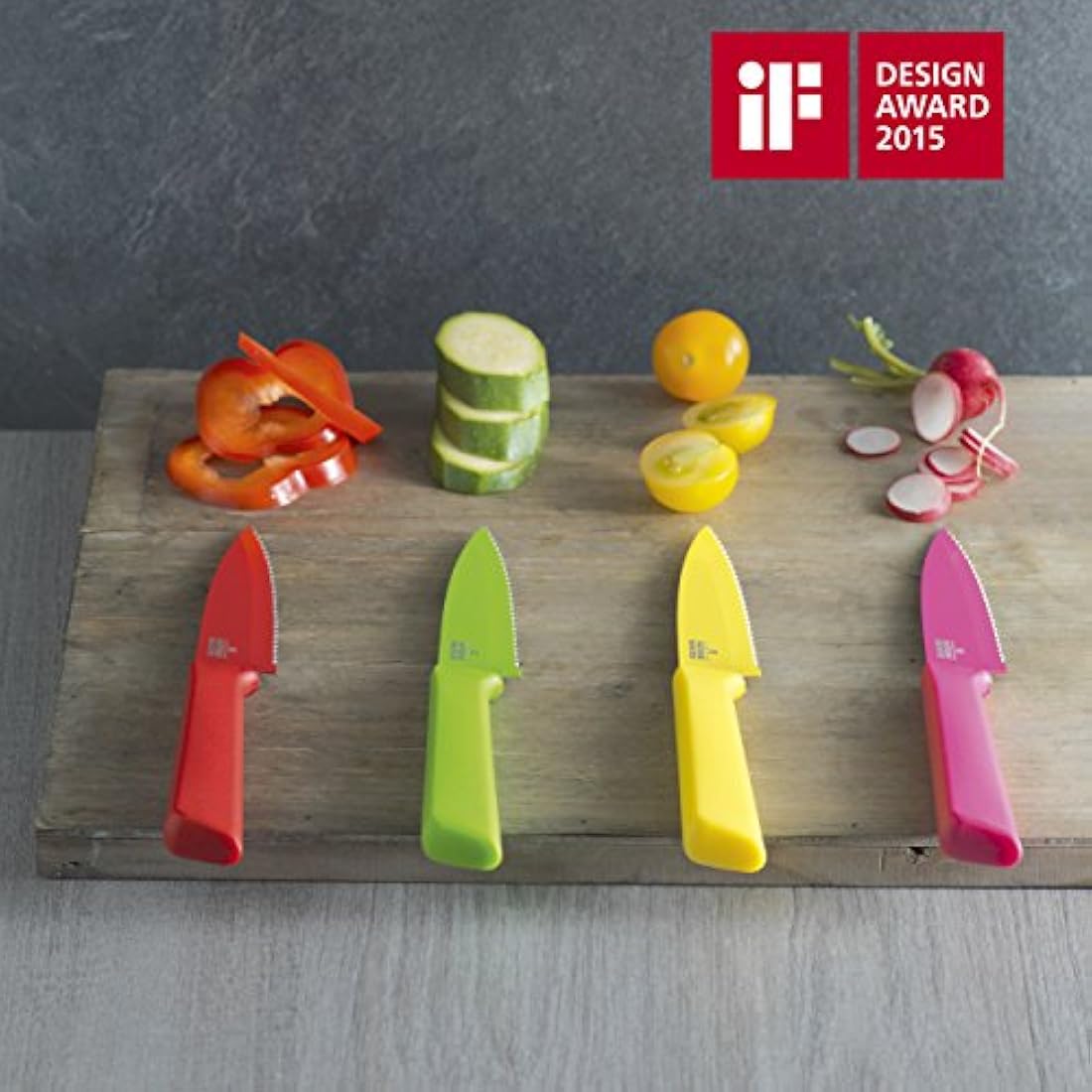 Kuhn Rikon Colori+ - Cuchillo de queso (3 unidades) negro