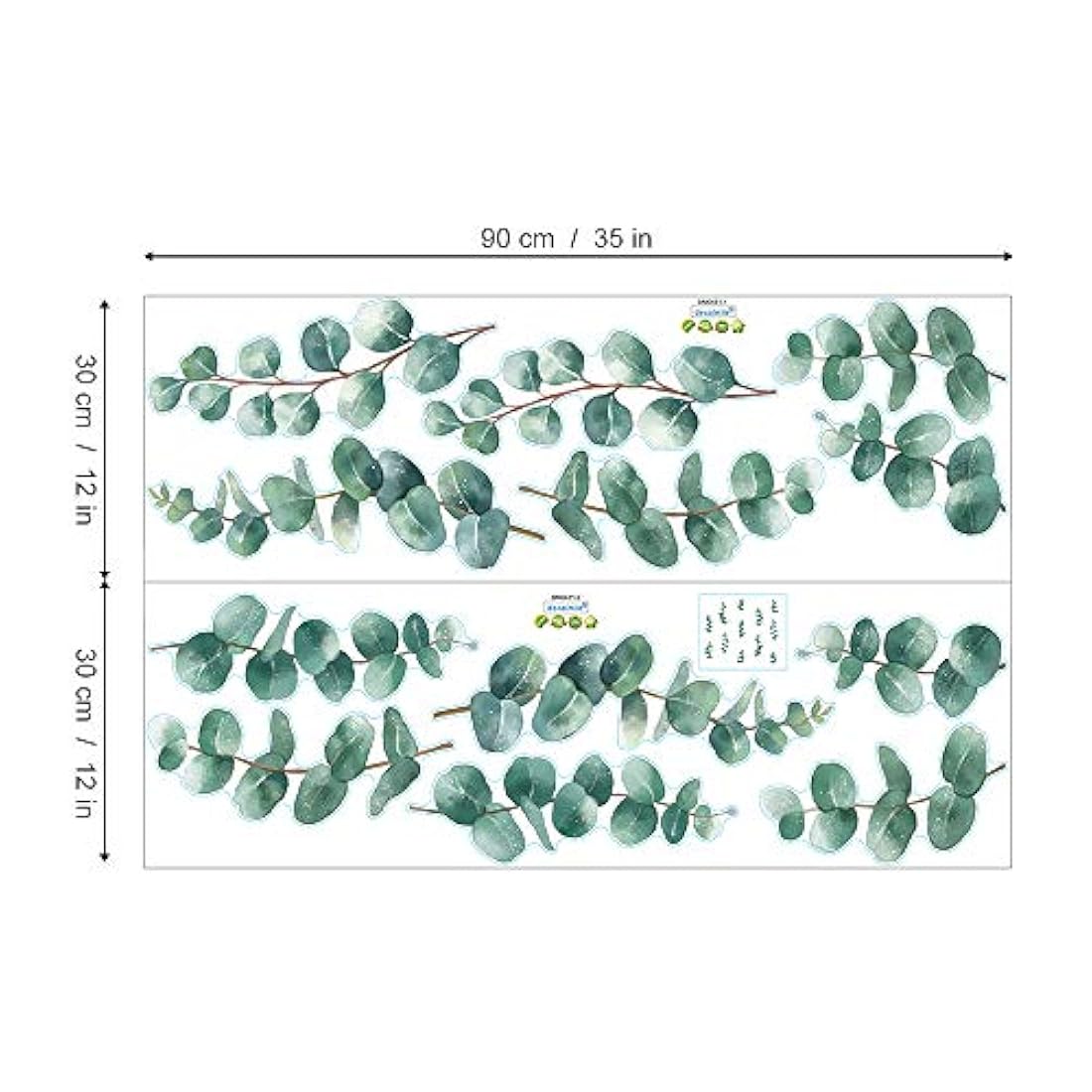 Adhesivo decorativo para pared con diseño de hojas de eucalipto