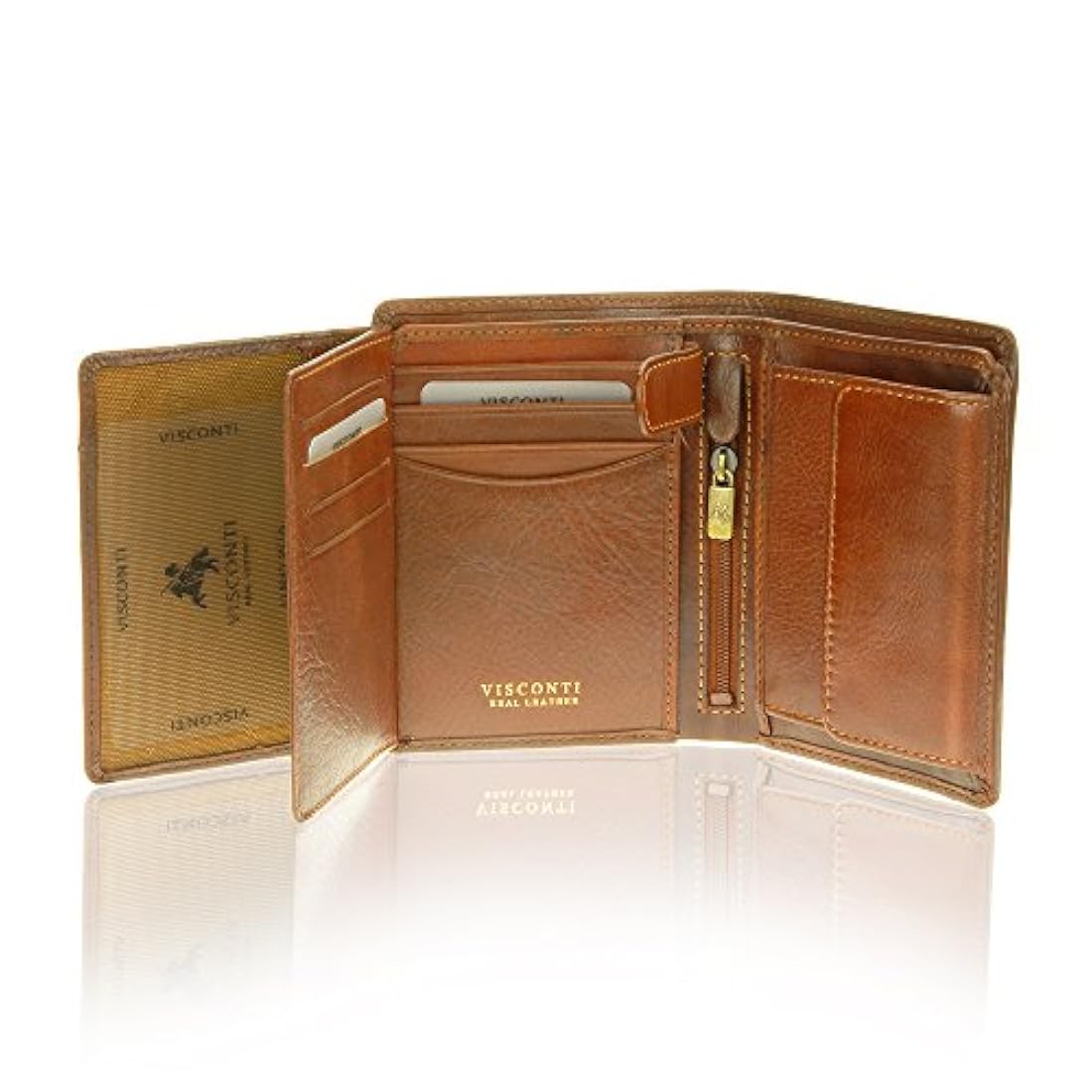 Cartera de piel auténtica con bloqueo RFID