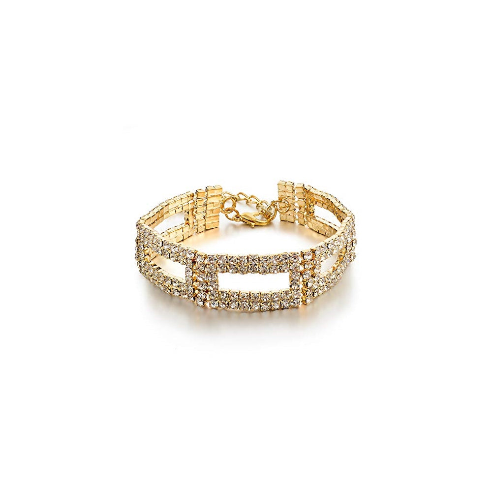 Pulseras de cristal chapadas en oro y plata