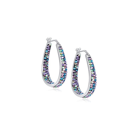 Aretes de aro ovalados chapados en plata