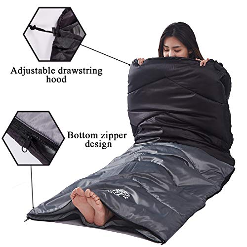 Flantree Saco de dormir para 4 estaciones para adultos y niños, para camping, senderismo, viajes, clima cálido y fresco, ligero e impermeable con bolsa de compresión, actividades en interiores y exteriores