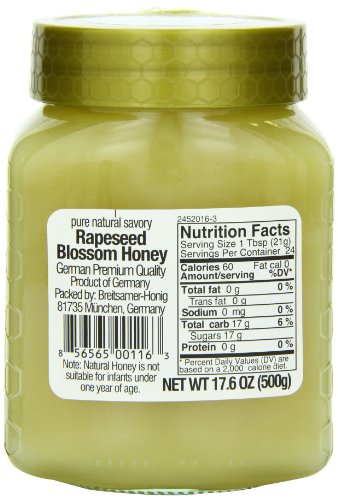 Breitsamer Rapsflower Blossom Honey Jar, 17.6 onzas