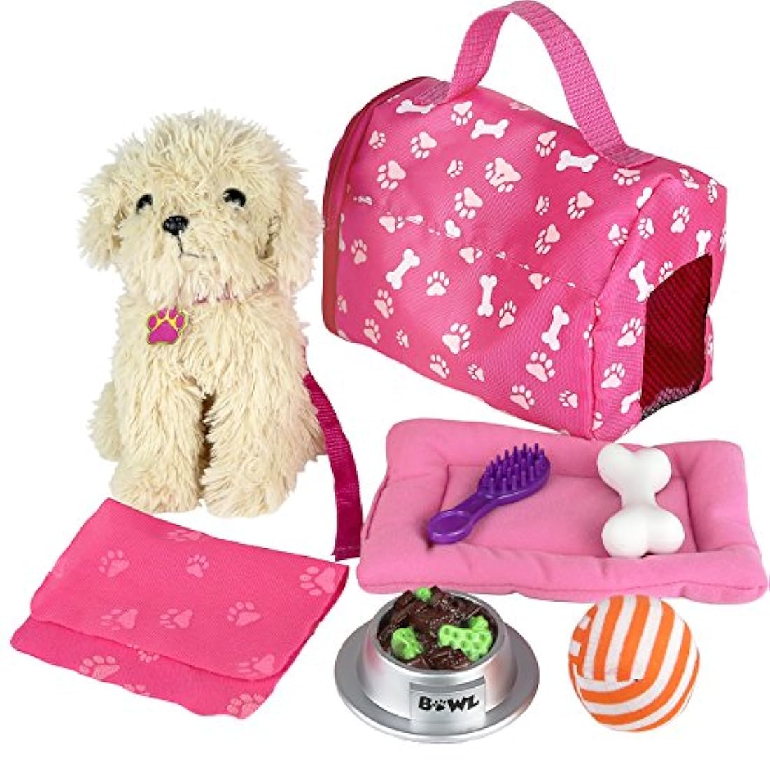 Set 9 accesorios de muñecas con cachorro de peluche
