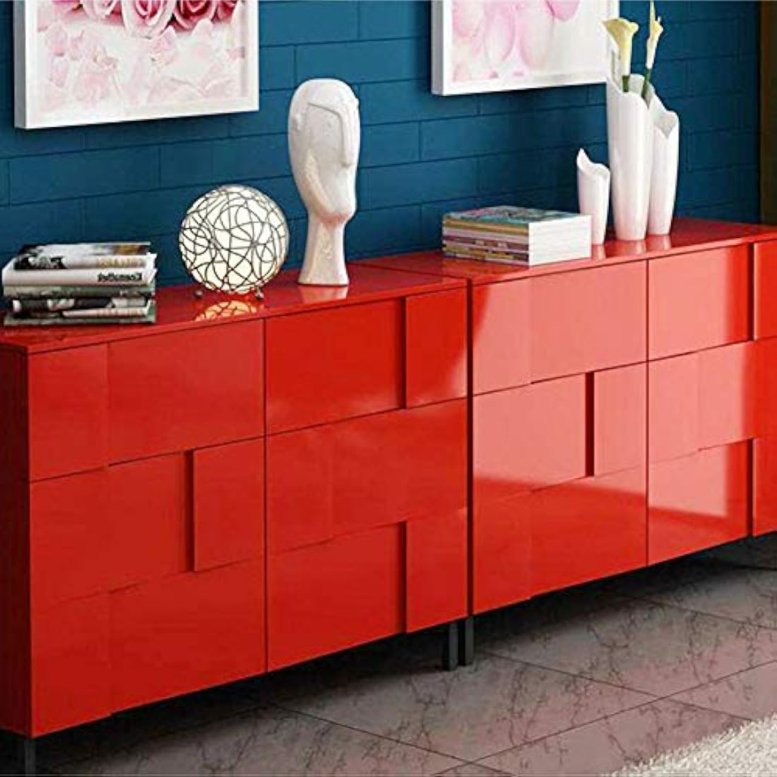 Livelynine - Papel pintado color rojo brillante Rojo