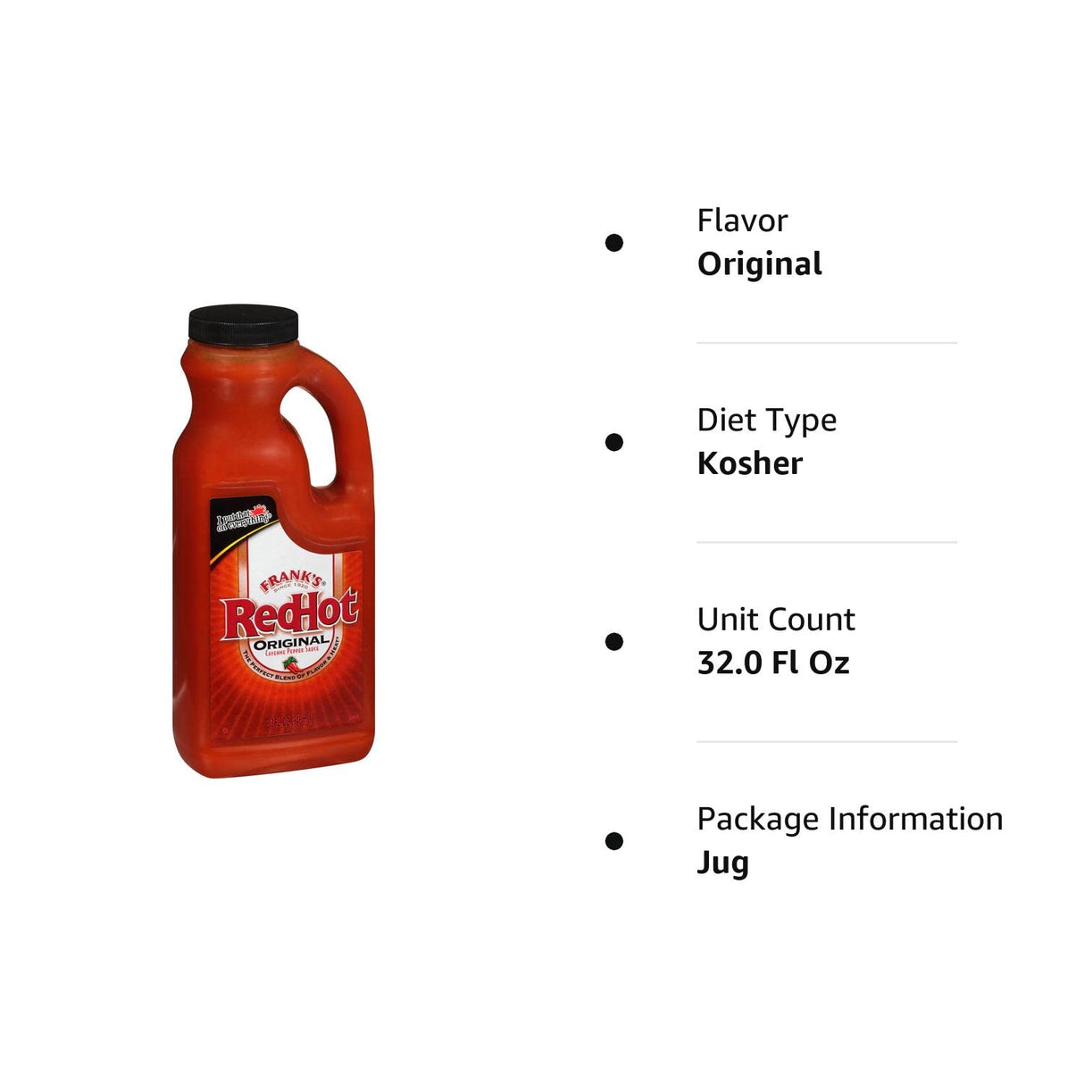 Frank's RedHot Salsa picante original (apto para kitos), 32 onzas líquidas
