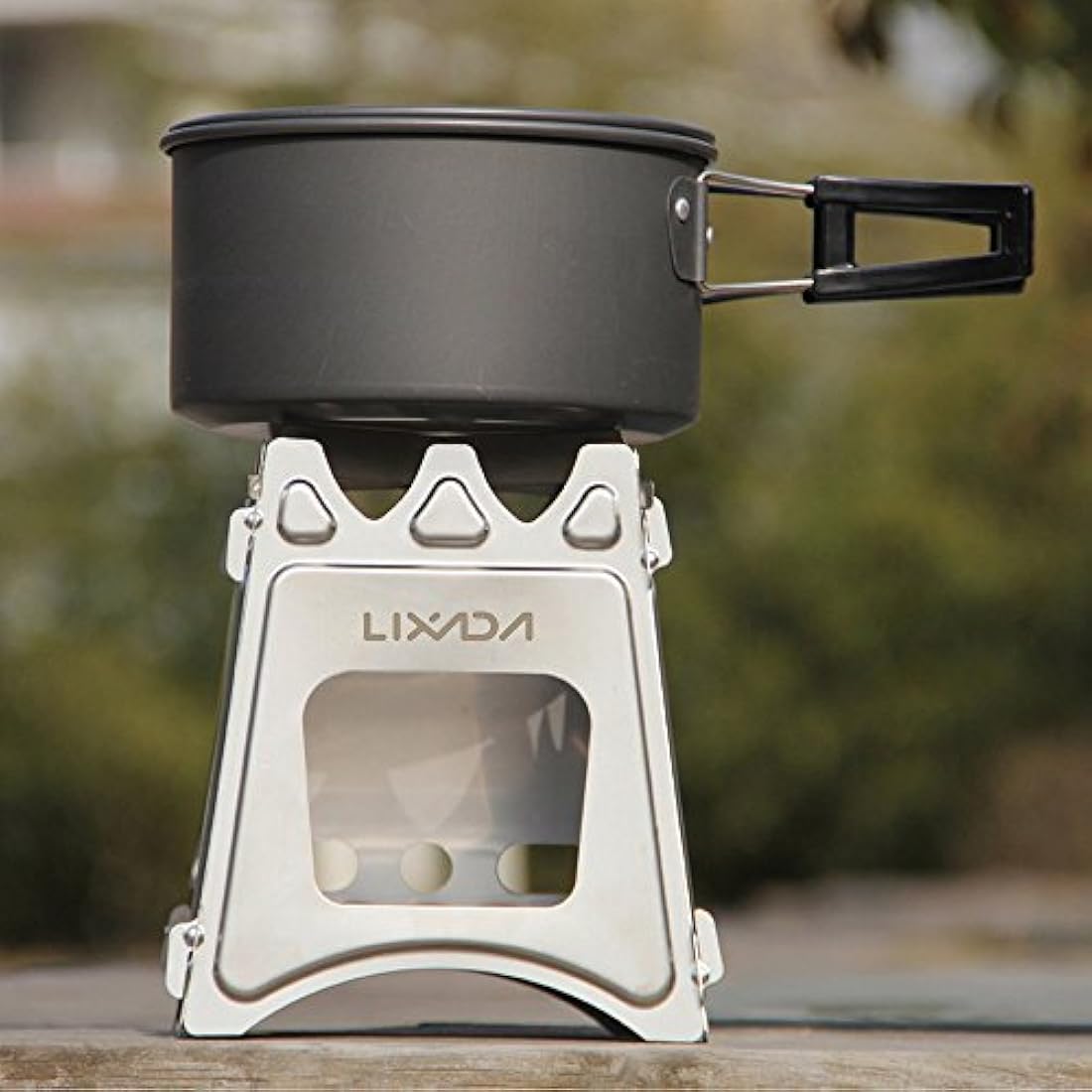 Lixada - Estufa portátil plegable de acero inoxidable
