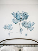 Vinilo decorativo de pared de flores azules vinilo extraíble