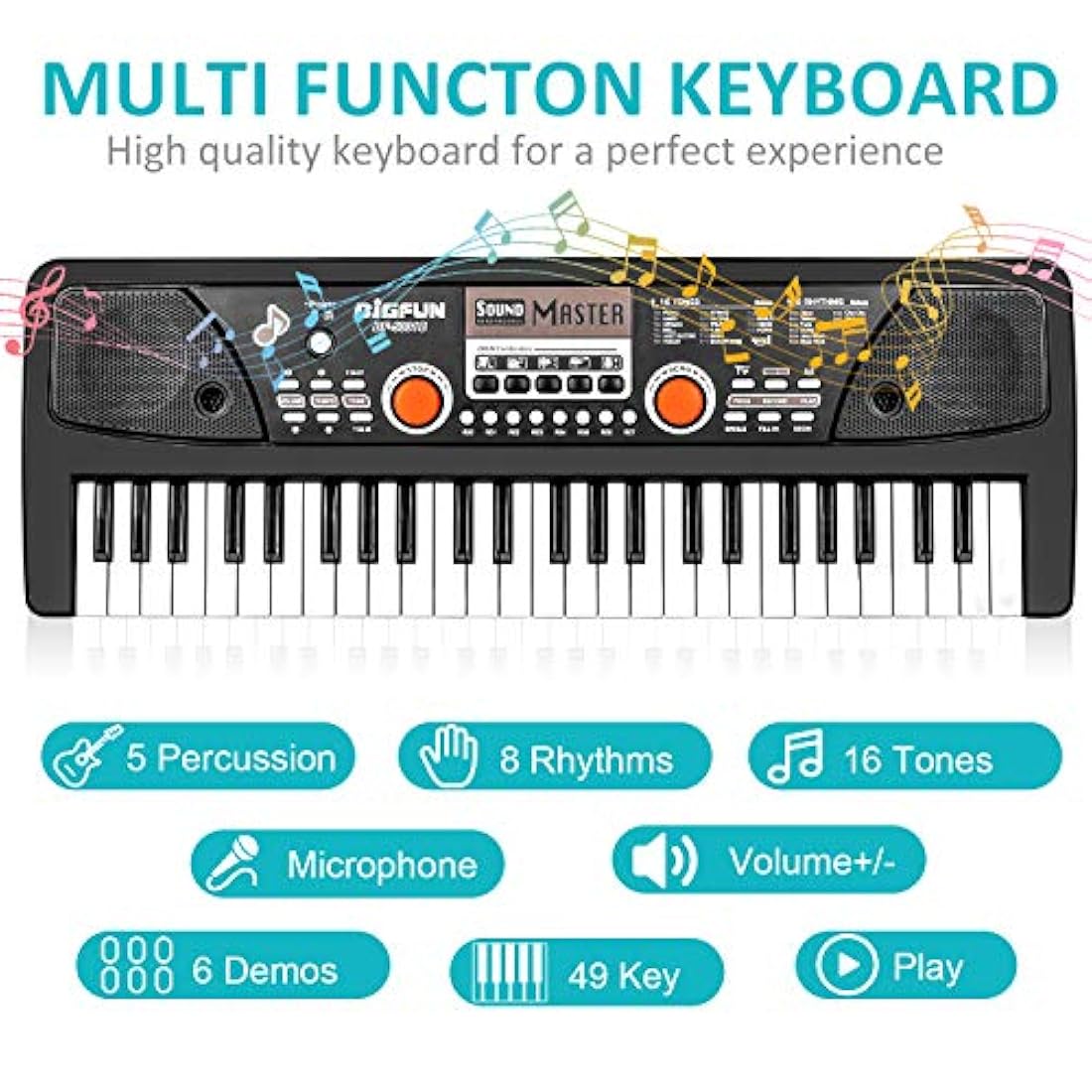 Teclado de piano para niños con micrófono, piano electrónico