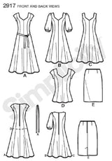 Patrón de costura Simplicity 2917 Miss/Plus tamaño vestidos