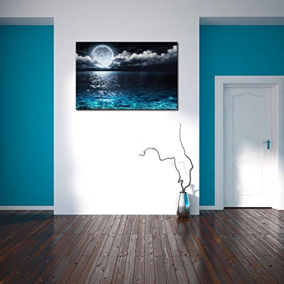 Sechars - Lienzo decorativo para pared, diseño de luna