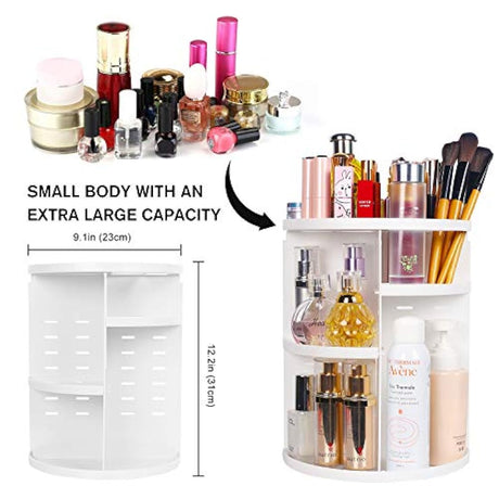 Organizador de maquilla rotativo Eloki 360, Blanco