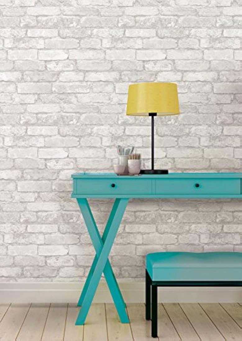 Papel pintado de ladrillo blanco con adhesivo