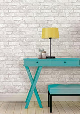 Papel pintado de ladrillo blanco con adhesivo
