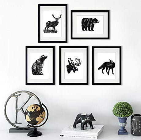 Impresiones vintage,diseño de animales de oso, ciervo, zorro