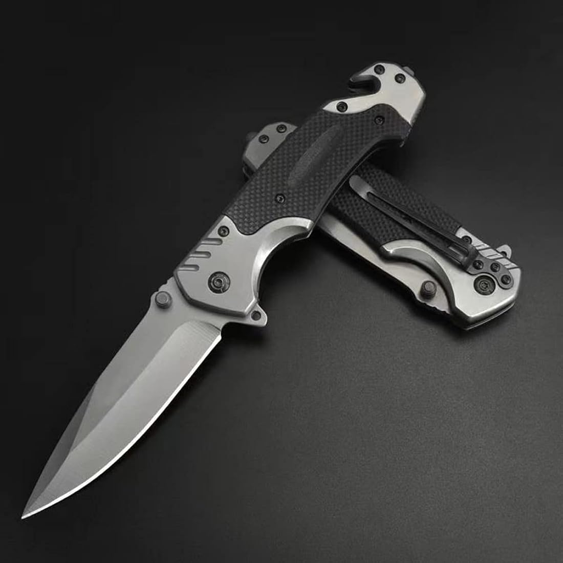 Cuchillo de bolsillo plegable con interruptor de vidrio
