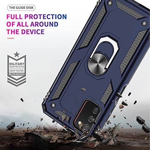 LeYi Funda compatible con Samsung A03S, funda para Galaxy A03S con [2 unidades] protector de pantalla de vidrio templado, [grado militar], funda magnética con función atril para Samsung Galaxy A03S (6.5 pulgadas), azul
