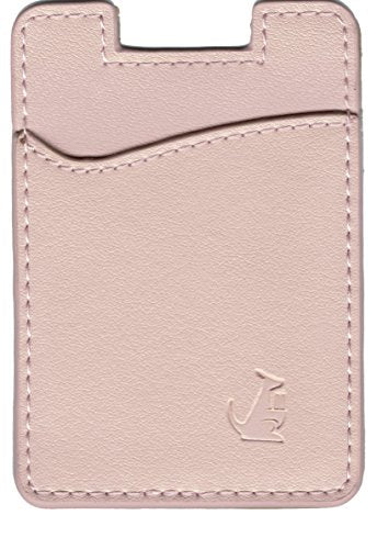 Wallaroo - Tarjetero de cuero adhesivo para iPhone y smartphones Android, rosa, dorado, cuero (Rose Gold Leather)