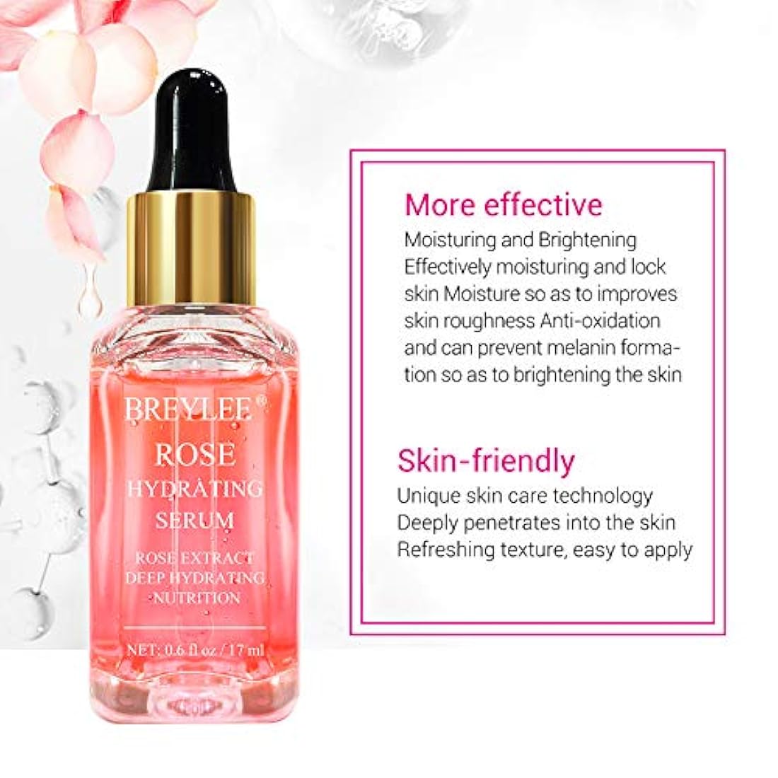 Rose Face Serum, BREYLEE Serum hidratante esencia de rosa