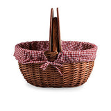 canaste de picnic con forro de guinga rojo