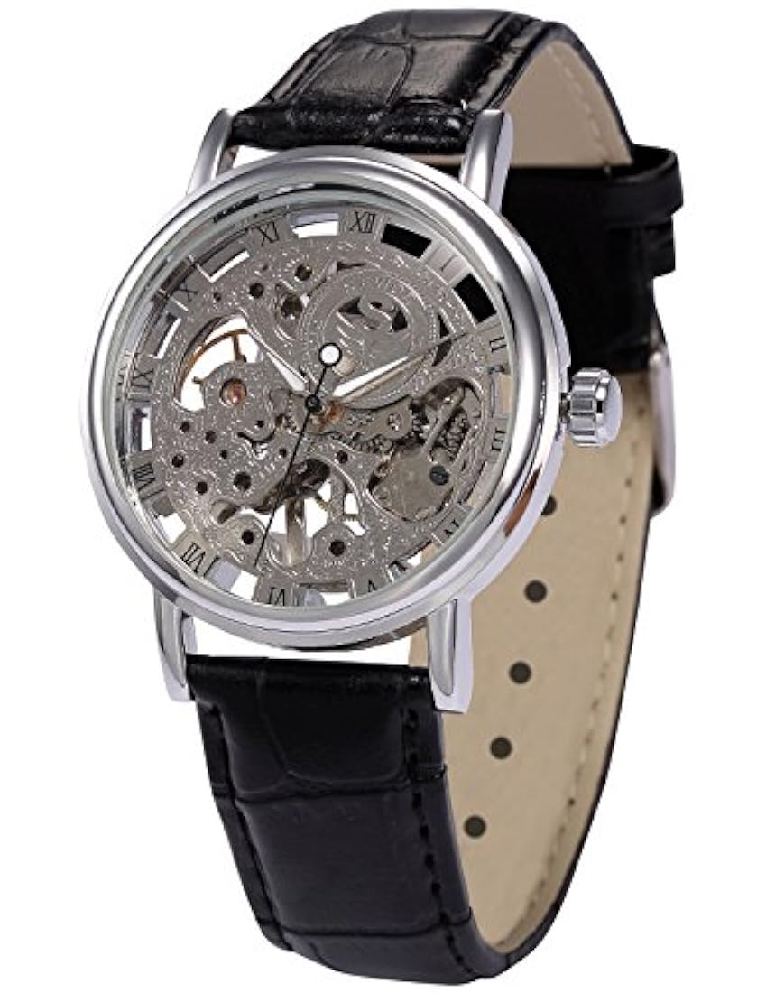 Reloj de pulsera mecánico para hombres, mano de esqueleto