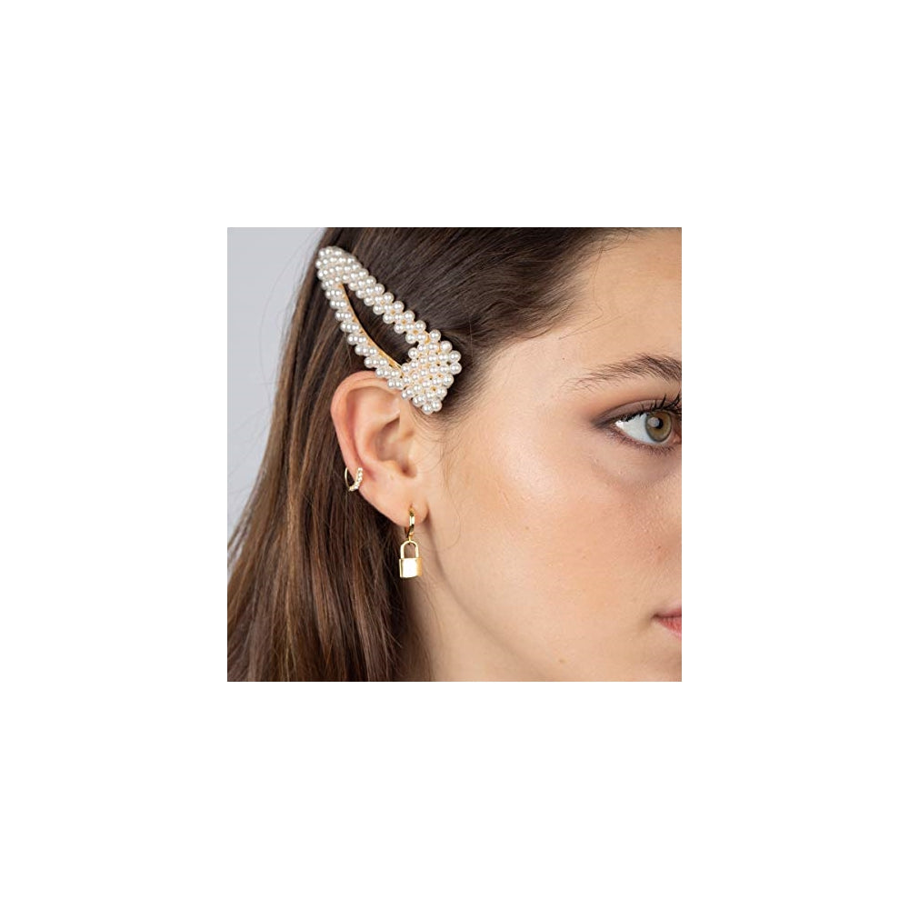 Aretes colgantes de aro contra el mal de ojo para mujer