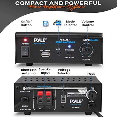 Amplificador de potencia del estéreo PYLE-HOME PCA12BT