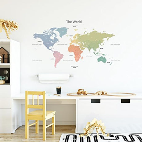 DECOWALL - Pegatinas de pared para niños, diseño de mapa