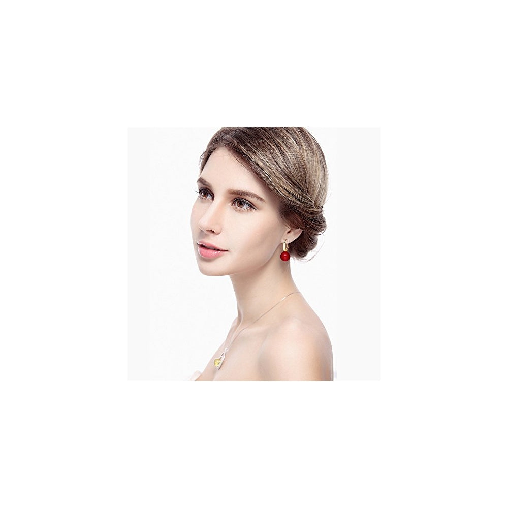 Aretes de perlas de imitación color rojo para mujeres