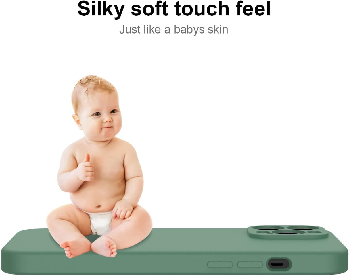 DEENAKIN Funda para iPhone 13 Pro Max con protector de pantalla, cubierta de goma de gel de silicona líquida suave y duradera para iPhone 13 Pro Max de 6.7 pulgadas, color verde oscuro