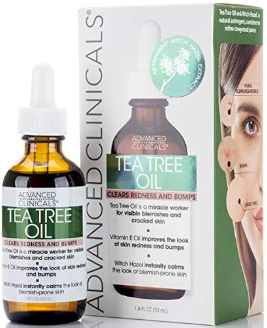 Aceite de árbol de té para enrojecimiento y golpes.