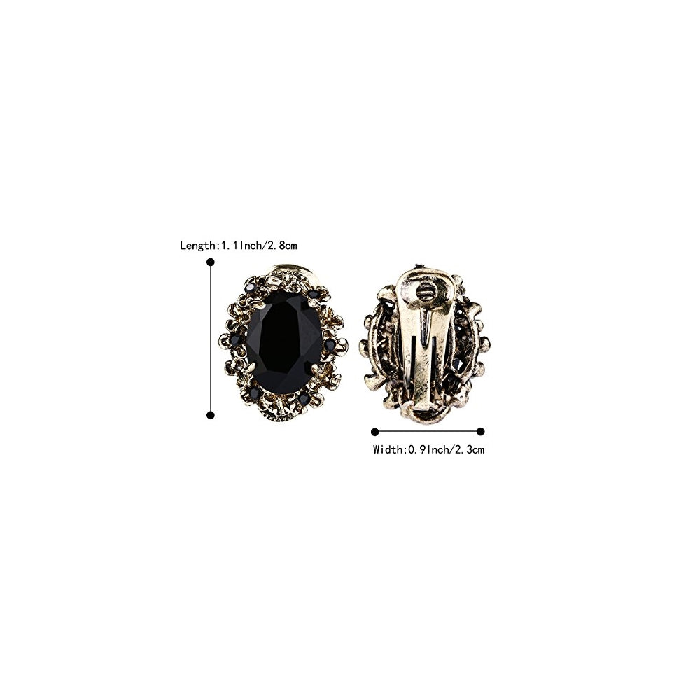 Aretes de clip ovalados estilo victoriano con diseño