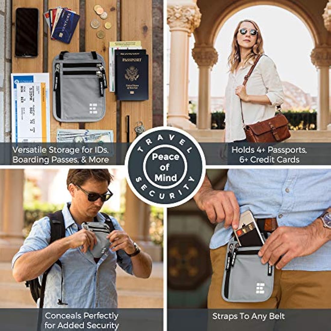 Portadocumentos de viaje con bloqueo RFID