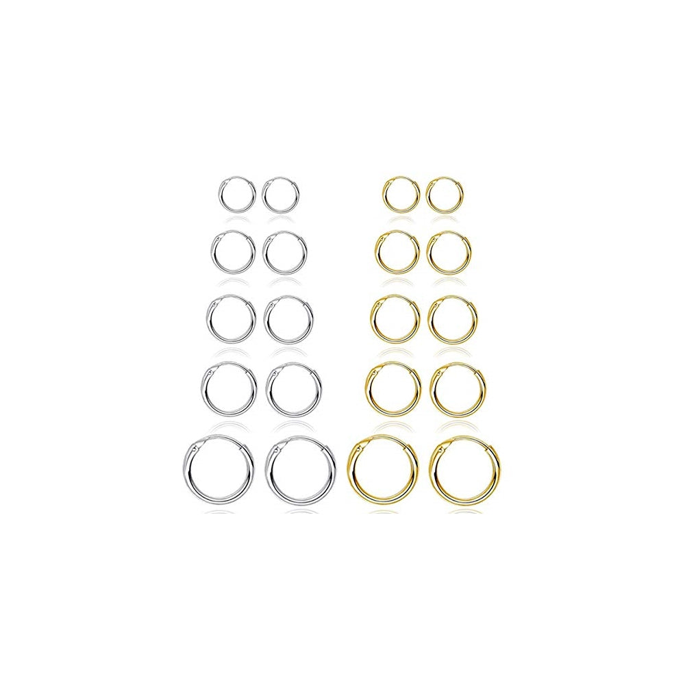 Aretes de acero inoxidable hipoalergénicos 10 pares