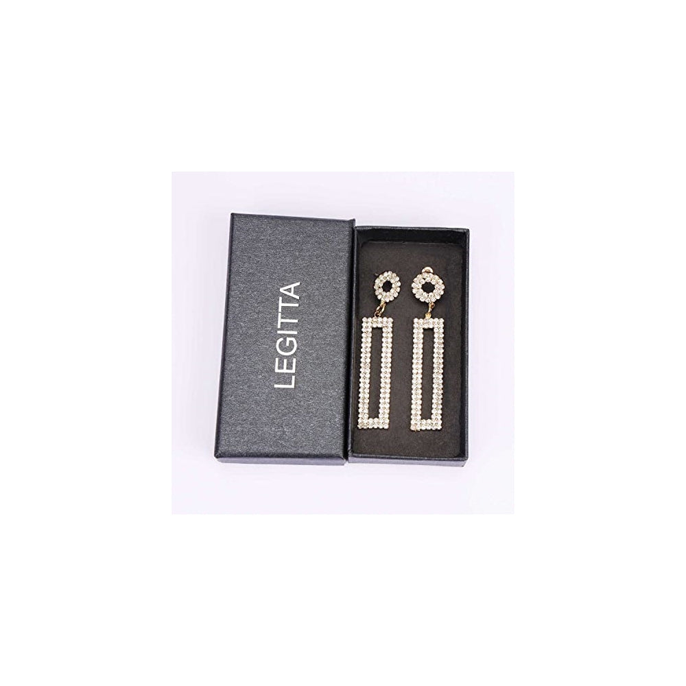 Aretes largos con diamantes de imitación para mujeres