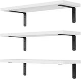 Estantes Flotantes, Juego de 3, Madera, Montaje en Pared