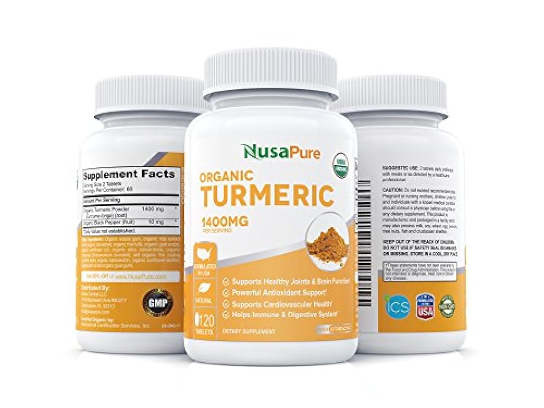 cúrcuma orgánica del USDA con extracto de pimienta