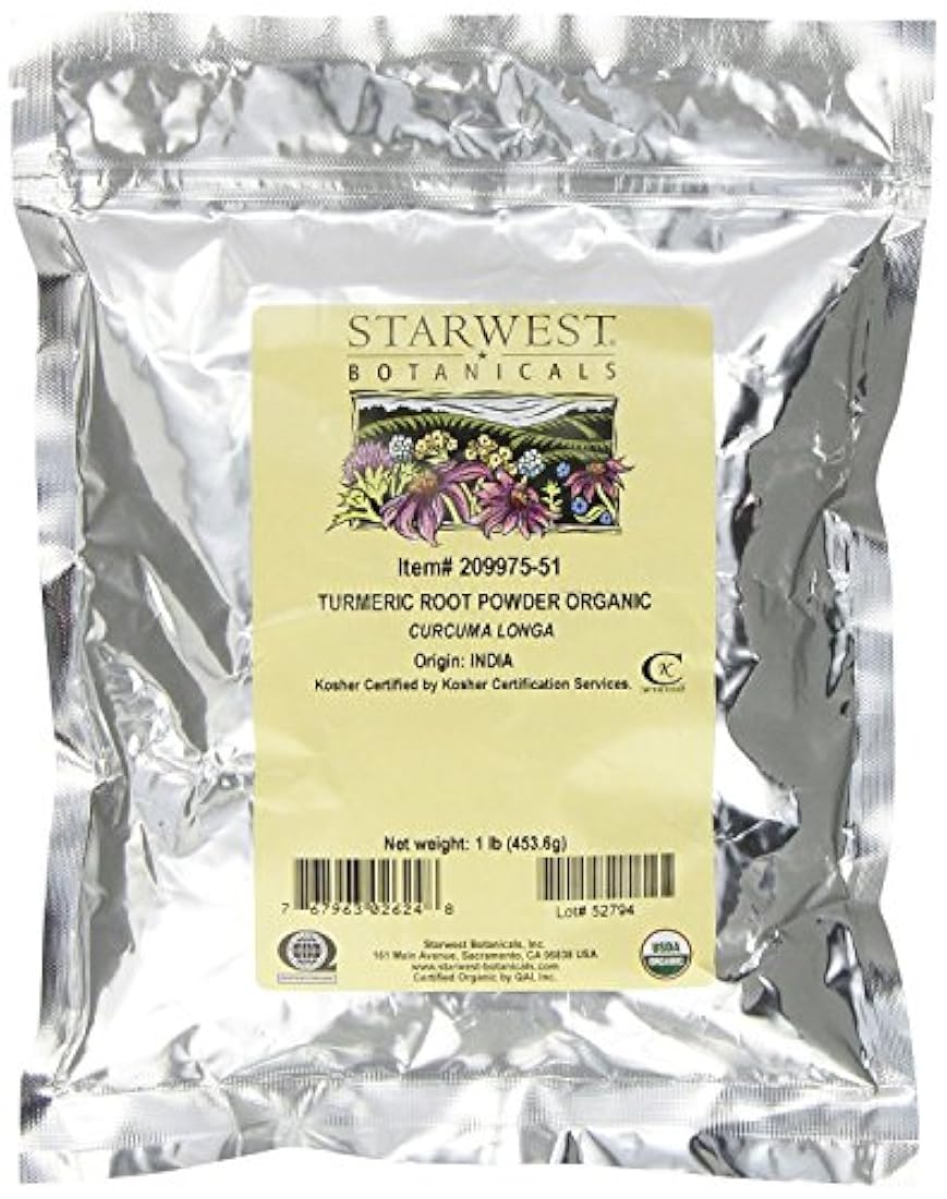Polvo de raíz orgánico de Cúrcuma,  Starwest Botanicals