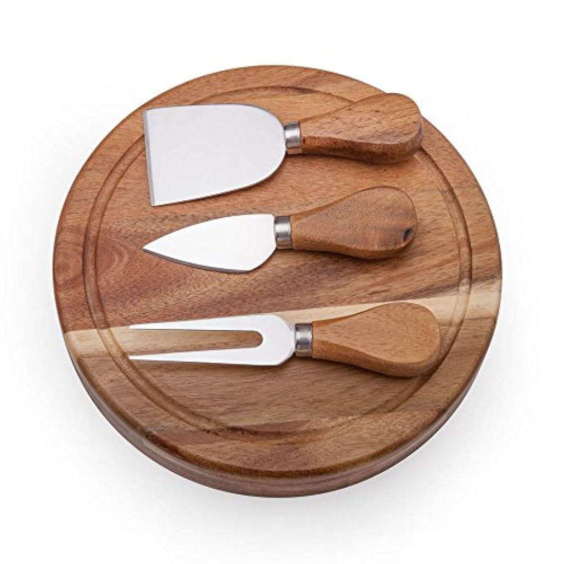 ILEAF - Tabla de queso de madera de acacia con 3 cuchillos
