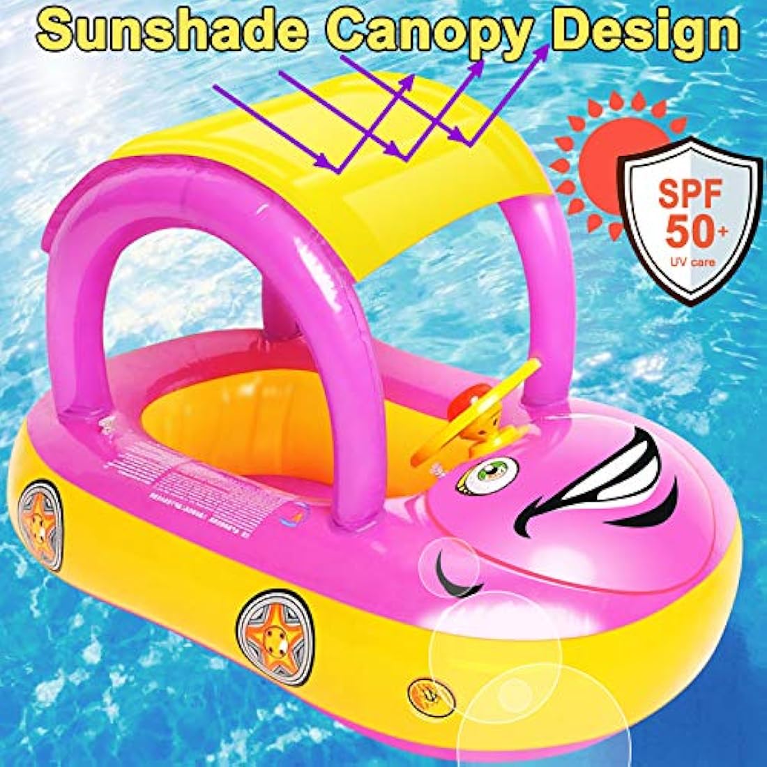 Flotador inflable para piscina para bebé con dosel