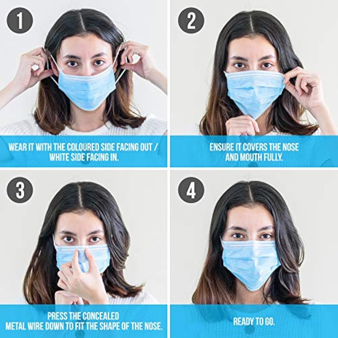 Mascarillas de protección de 3 capas SERENELIFE SL3PLY100