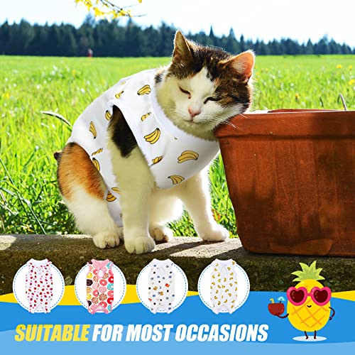 4 piezas de trajes de recuperación para gatos de algodón, envolturas corporales transpirables para gatitos de recuperación, ropa para gatos y perros pequeños, recuperación abdominal, destete