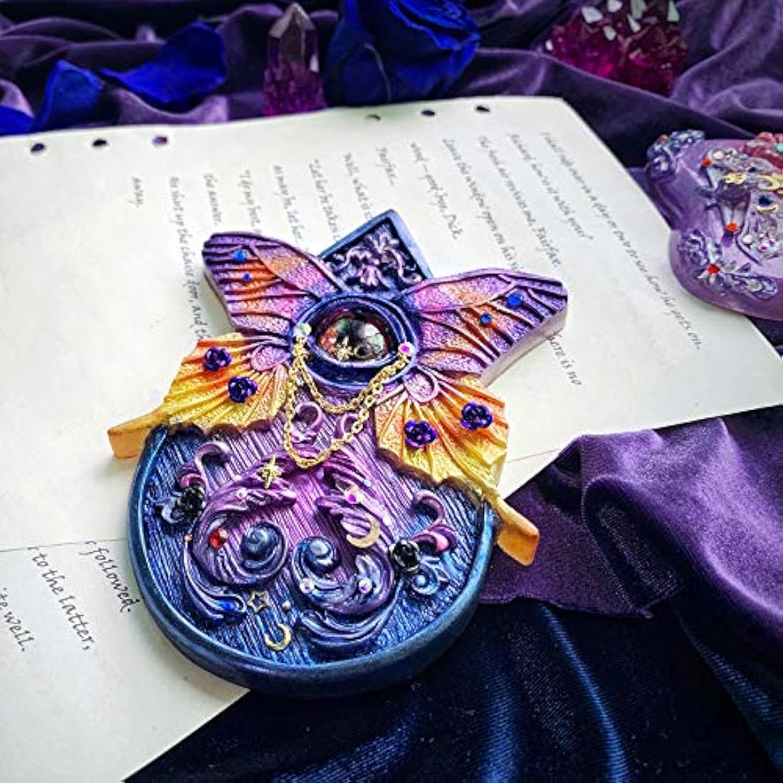 FUNSHOWCASE Oculus Planchette Moldes de resina de silicona mariposa y polilla para fundición epoxi, arcilla polimérica proyecto de manualidades 2 en conjunto 5.3 pulgadas