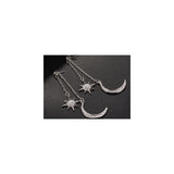 Aretes largos colgantes para mujeres diseño sol y luna