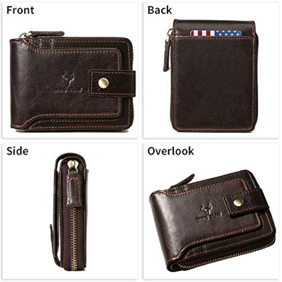 Cartera con cremallera para hombre bloqueo RFID MING CLAN