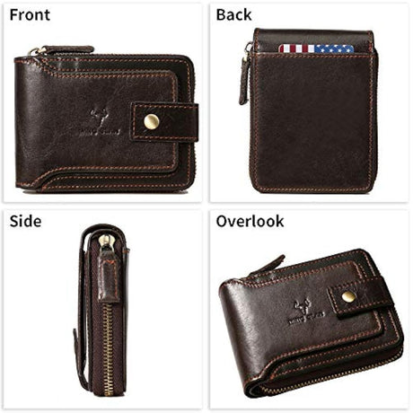 Cartera con cremallera para hombre bloqueo RFID MING CLAN