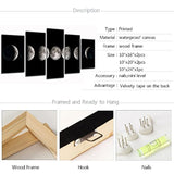 Mar encanto – Giclée moderno lona Prints estirada arte fases de la luna blanco y negro fotos a foto pinturas sobre lona arte de la pared para el hogar oficina decoración 16x48
